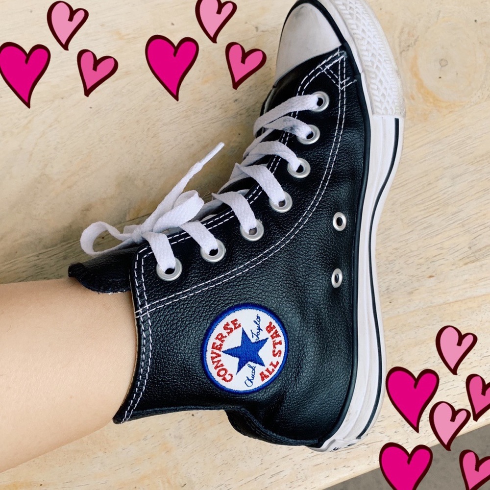 Black leather sneakers